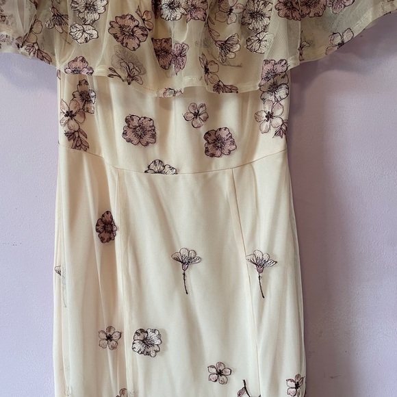 • blush embroidered floral off the shoulder gown • - Picture 6 of 16